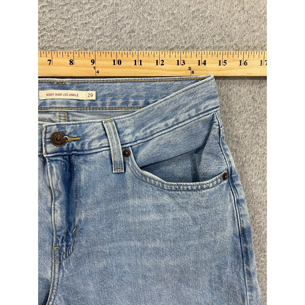 Levi's Middy Wide Leg Ankle Jeans Light Wash Womens Size 29 (29x24) Grunge Y2K - Picture 2 of 10